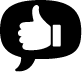 Icon of thumbs up in speech bubble